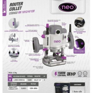 Router 1/2" y 1/4" 1,500 W 6,000-22,000 rpm NEO RR 1012/4/120
