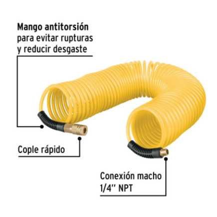 Manguera tipo resorte 7.6 m x 1/4", Pretul 20659