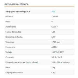 Motor eléctrico monofásico de 1/4 HP, baja velocidad, Truper TRUP-102301