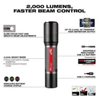 Linterna De Enfoque Deslizante Redlithium Usb De 2000 L