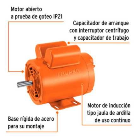 Motor eléctrico monofásico de 1 HP, baja velocidad, Truper TRUP-102305