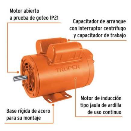 Motor eléctrico monofásico de 2 HP, baja velocidad, Truper TRUP-102307