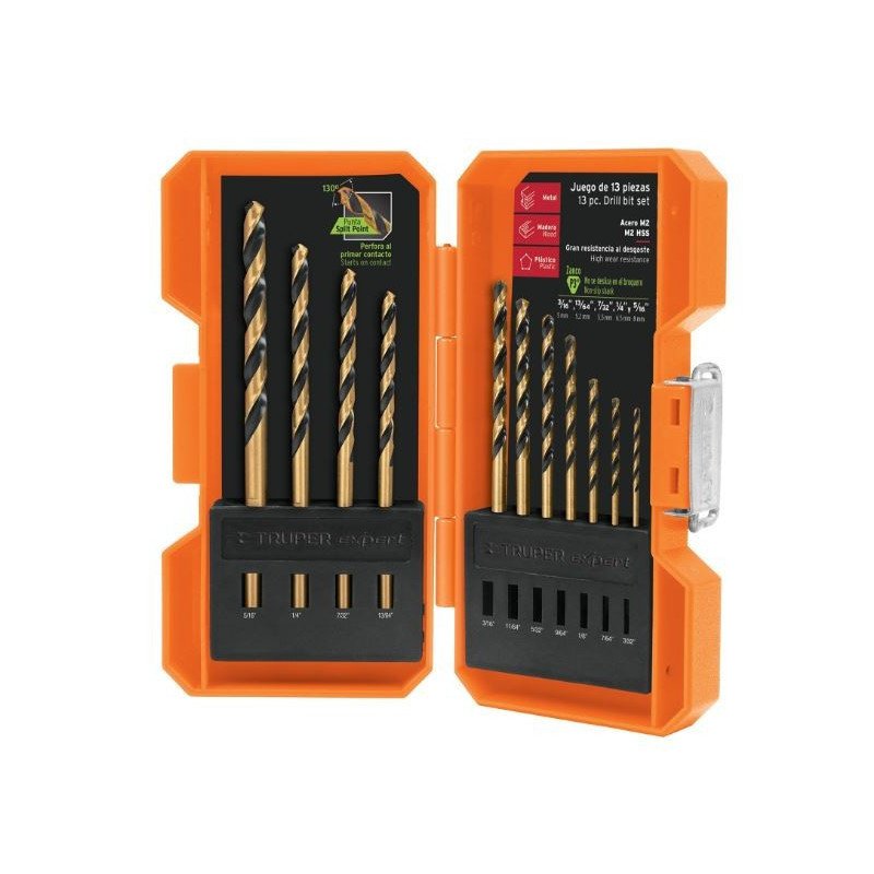 Brocas De Alta Velocidad, 13 Piezas TRUPER 11402 Brocas De Alta Velocidad, 13 Piezas TRUPER 11402