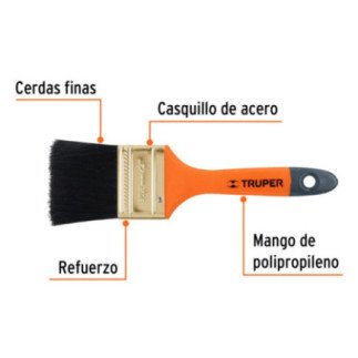 Brocha, mango de plástico, 2" Truper 14483