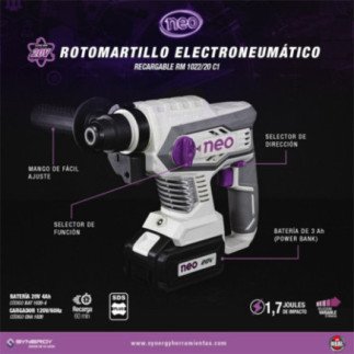 Rotomartillo SDS plus 22-28 mm 20 V + set de brocas SDS plus NEO RM1022/20C1