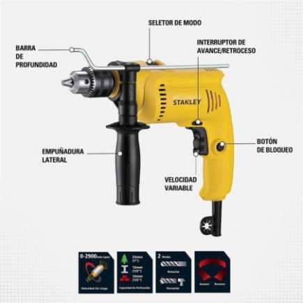 Rotomartillo 1/2" 600 W 0-2,900 rpm STANLEY SDH600-B3