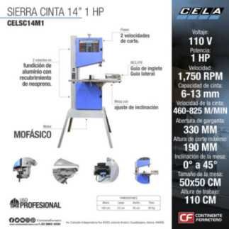 Sierra Cinta 14" 1 Hp Monofasica Cela Sc14M1