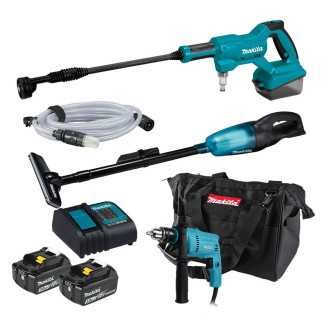 Combo hidrolavadora + aspiradora 18 V + kit + rotomartillo