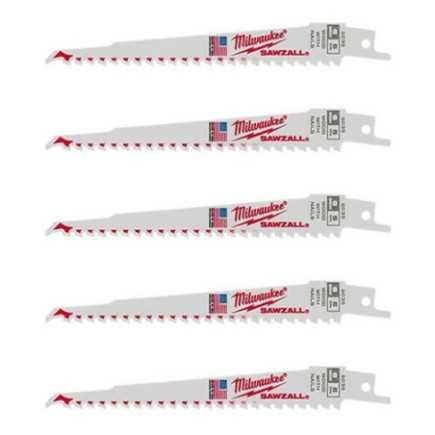 Segueta Super Sawzall 5 Dientes 6 Largo Corte Rapido Milwaukee 48005035