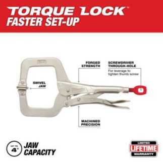Pinzas de presión torque Lock mordaza C 11" tenaza girable MILWAUKEE 48223521