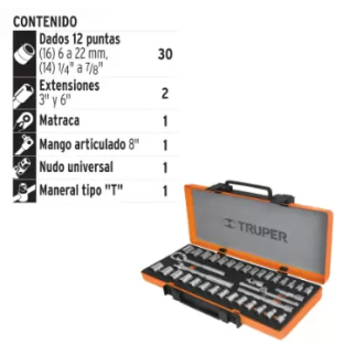 Autocle Cuadro 3/8" 36 Piezas Truper 13955