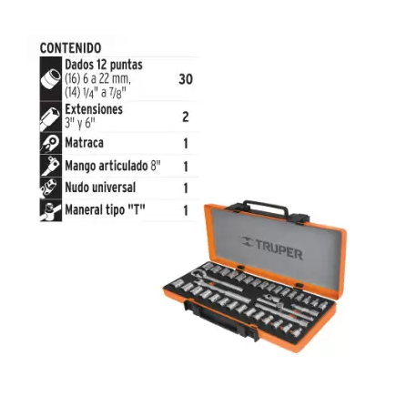 Autocle Cuadro 3/8" 36 Piezas Truper 13955