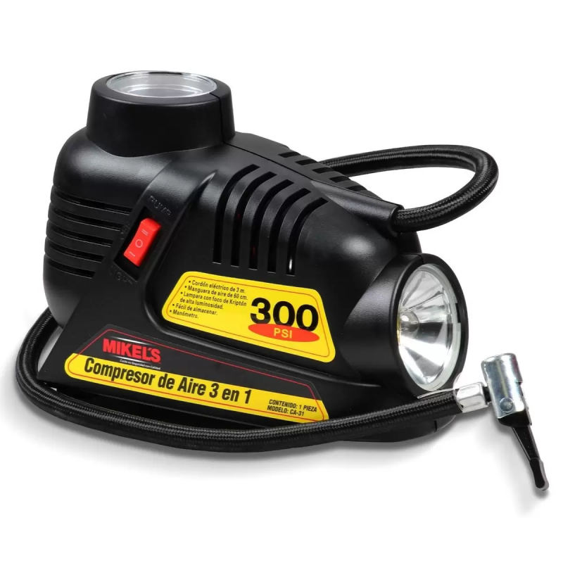 Mini Compresor De Aire 12 V 3 En 1 (300 Psi) MIKELS CA-31