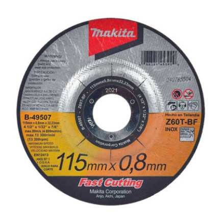 Disco Abrasivo Corte De Metal 4 1/2" Inoxidable Concavo Makita B49507 1