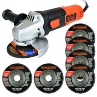 Esmeriladora Angular 4-1/2" 820 W 11,000 rpm + 6 discos BLACK & DECKER G720P-B3