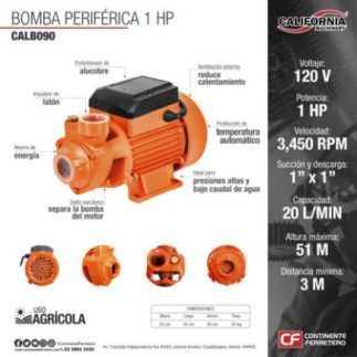Bomba Periférica 1" x 1" 1 Hp 120 V 20 L/min