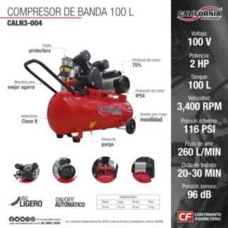 Compresor de Banda 100 L 2 hp 110v 60 hz 2051 California