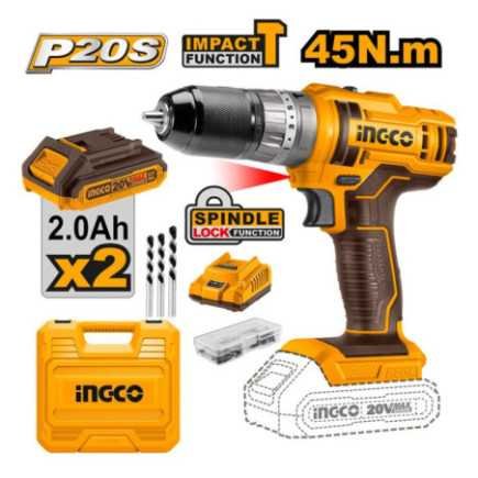 Rotomartillo 3/8" 20 V + 2 baterías 2 A + accesorios INGCO UCIDLI201452