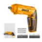 Atornillador Compacto 1/4" 4 V + puntas + estuche INGCO CSDLI0442