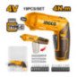 Atornillador Compacto 1/4" 4 V + puntas + estuche INGCO CSDLI0442
