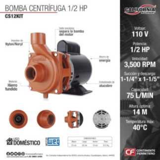 Bomba Centrífuga 1-1/4" x 1" Motor Weg CS12KIT