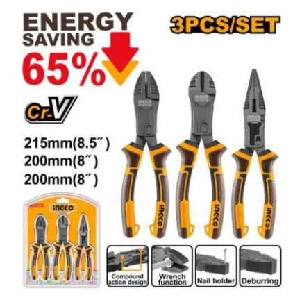 Pinzas de corte diagonal set 3 piezas variado INGCO HKCPS5831