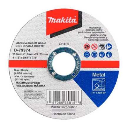 Disco Abrasivo para Corte 4-1/2" x 7/8 x 1 mm Makita D79974