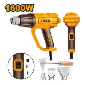 Pistola de Calor 3 temperaturas 550°C 1,600 W + boquillas INGCO UHG160078