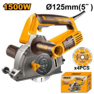 Ranuradora de Muros 5" 1,500 W 10,500 rpm + 4 discos INGCO UWLC15008