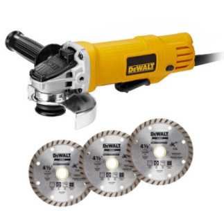 Esmeriladora Angular Mini 4-1/2" 900 W 11,800 rpm + 3 discos DEWALT DWE4120X-B3