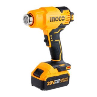 Pistola de calor 20 V + batería 4 A + 3 boquillas INGCO UHGLI20025