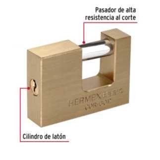 Candado Antipalanca 60 Mm Cuerpo De Latón, Hermex Basic HER-22518