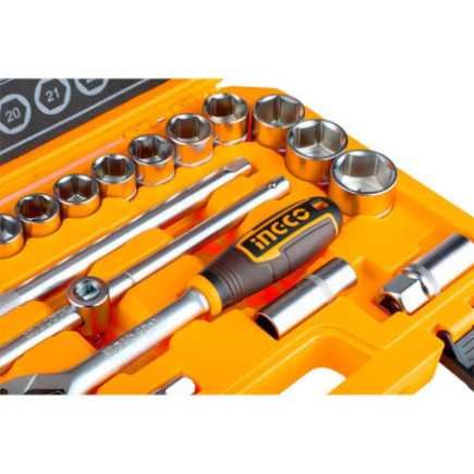 Dados 1/2" con matracas estuche 25 piezas  INGCO HKTS12251