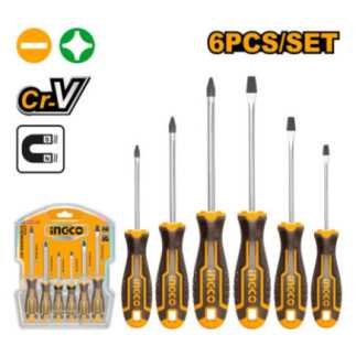 Desarmadores phillips y plana set 6 piezas INGCO HKSD0628