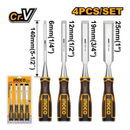 Formones para madera set 4 piezas INGCO HKTWC0401