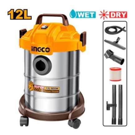 Aspiradora Húmedo y seco 12 L 800 W 110 V INGCO UVC14122
