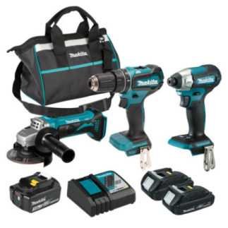 Combo rotomartillo + atornillador + esmeriladora 18 V + kit