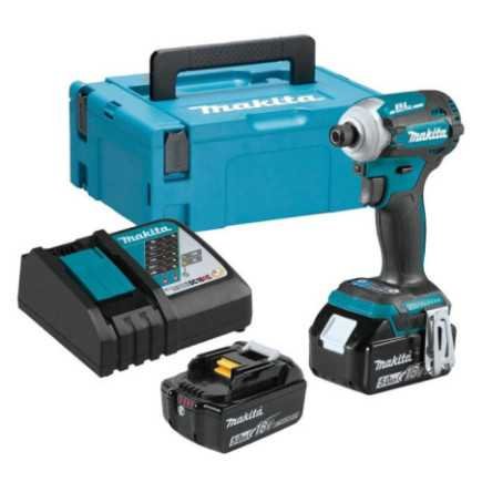 Atornillador de Impacto 1/4 18 V + 2 baterias 5 A + Makpac MAKDTD171RTJ