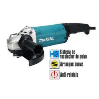 Esmeriladora Angular 7" y 9" 2,700 W 6,600 rpm ANTI-RESTART MAKITA GA9081