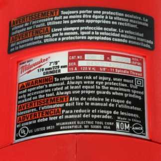 Esmeriladora Angular 7" y 9" 1,800 W 6,000 rpm MILWAUKEE 608830