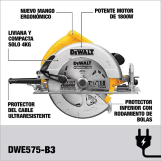 Sierra Circular 7-1/4" 1,800 W 5,800 rpm DEWALT DWE575-B3