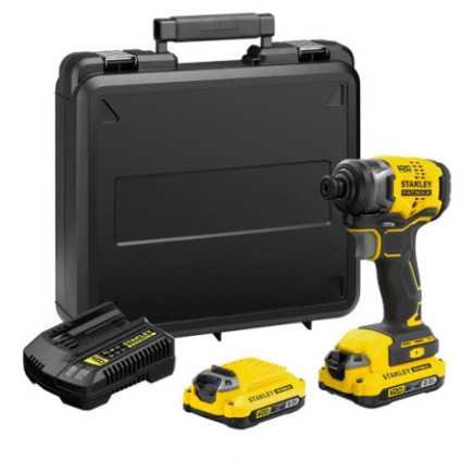 Atornillador de Impacto 1/4" 20 V BL + 2 baterías 2 A STANLEY SBI810D2K-B3