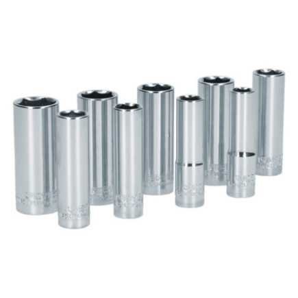 Juego de dados largos cuadro de 3/8" 6 puntas métricos 9 piezas Surtek S12M