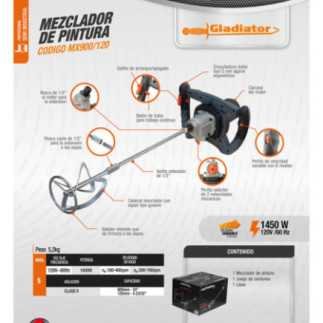 Mezcladora 24" 1,450 W GLADIATOR MX 900/120