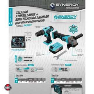 Combo Rotomartillo 12" + Esmeriladora 20 V + Bateria 3 A SYN-PA20C1