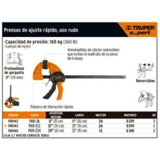 Prensa con ajuste rápido 24', uso rudo Truper 100144