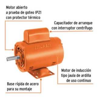 Motor eléctrico monofásico de 1/4 HP, baja velocidad, Truper TRUP-102301
