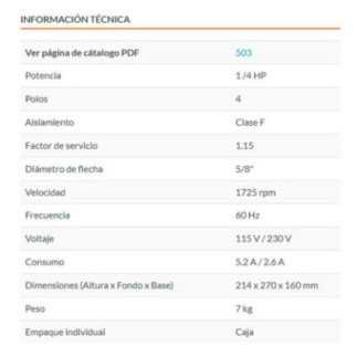 Motor eléctrico monofásico de 1/4 HP, baja velocidad, Truper TRUP-102301