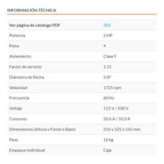 Motor eléctrico monofásico de 2 HP, baja velocidad, Truper TRUP-102307