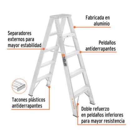 Escalera de tijera doble, tipo ll, 4 escalones Truper 10495